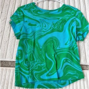 Blue and green tee shirt size M